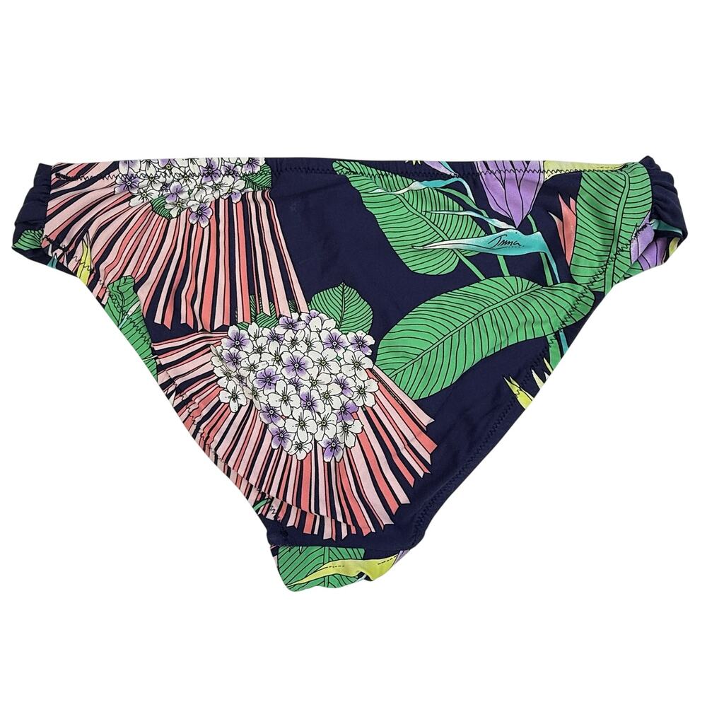 Trina Turk Tropical Floral Halter Bikini Set Navy Botanical Gold Hardware US 8 - Picture 8 of 14